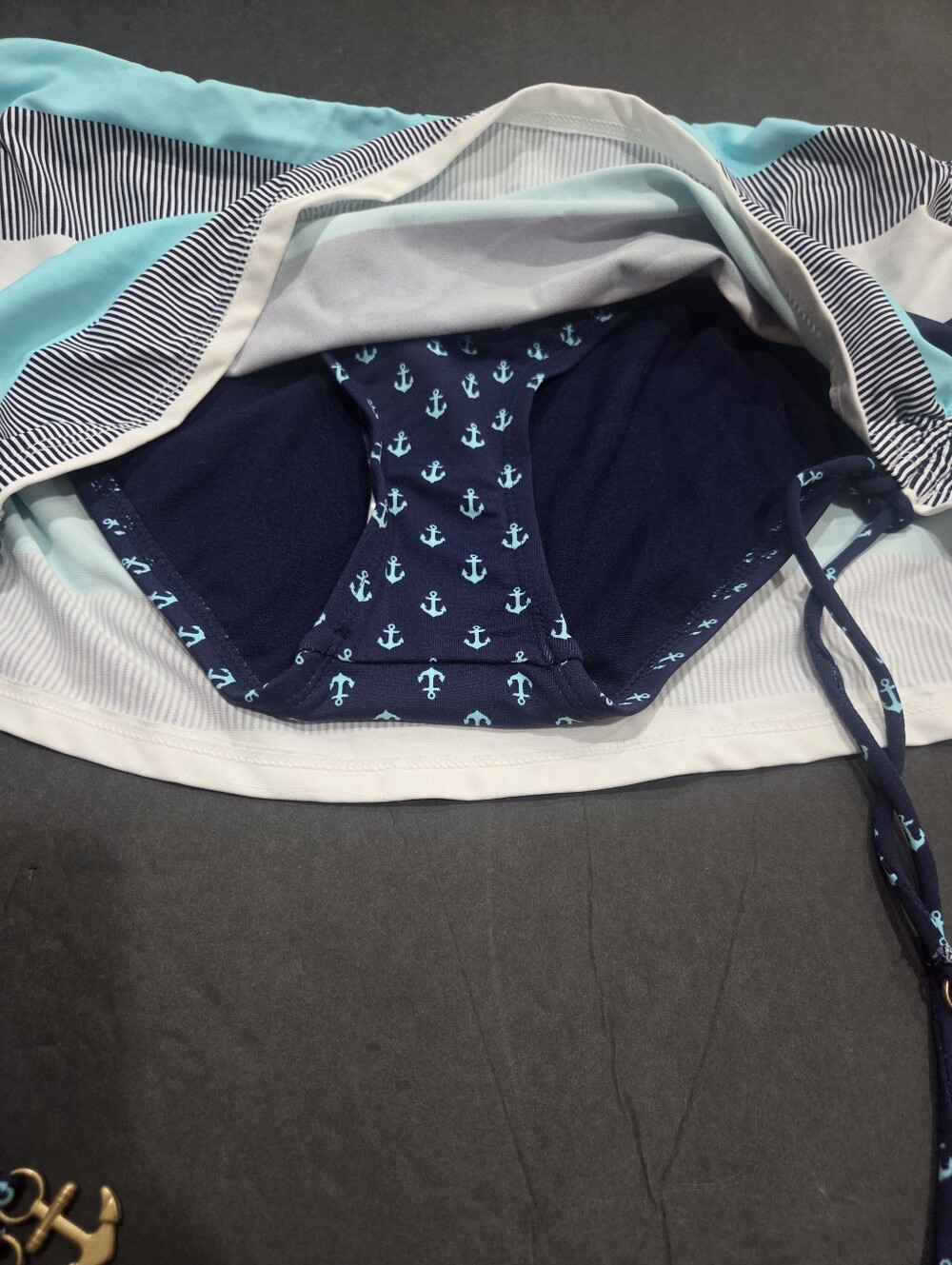 NWT Tommy Bahama Navy and Aqua Swim Bottom Skirted Sz.S/P - Picture 3 of 9